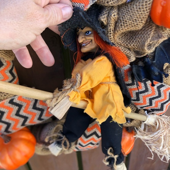 Handmade Halloween Burlap Wreath with Witch - Picture 7 of 12